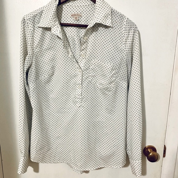 Merona polka dot half button Lady’s blouse - Picture 1 of 4